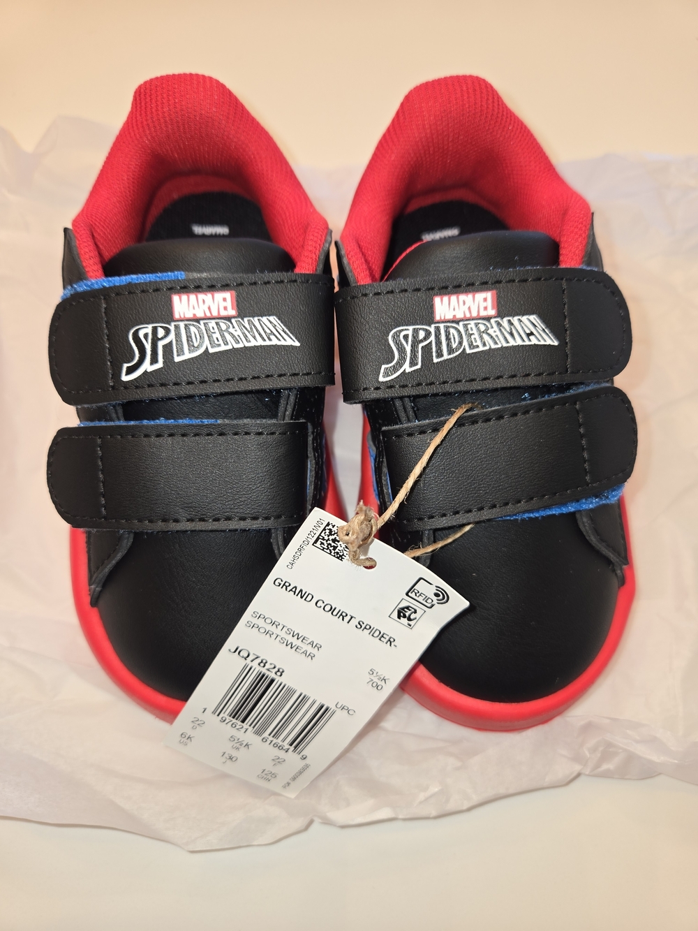 adidas Kids Black and Red Spider-Man Velcro Sneakers